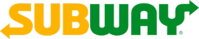 Logo Subway avec les lettres "SUB" en jaune et "WAY" en vert. Les lettres S et Y comportent des flèches directionnelles distinctives.