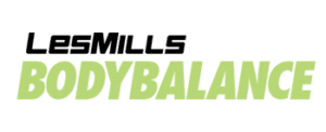 Logo Les Mills BODYBALANCE en noir et vert clair, représentant le programme de fitness centré sur l'équilibre.