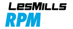 Logo LesMills RPM : le texte "LesMILLS" en noir et le sigle "RPM" en bleu vif, représentant le programme de cyclisme en salle.